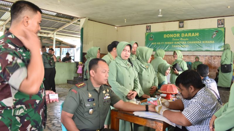 Jelang HUT ke-77, Persit Gelar Donor Darah di Makodim Polman