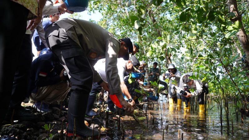 Semarak Hari Kemerdekaan, Kapolda Sulbar Gencarkan Penebaran Benih Kepiting Bakau