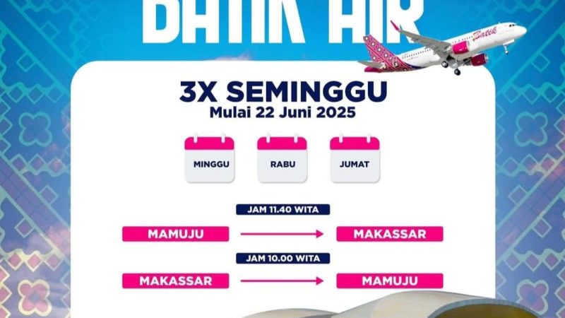 Dukung Visi SDK-JSM, Pesawat Batik Air Resmi Kembali Beroperasi di Bandara Tampa Padang Mamuju