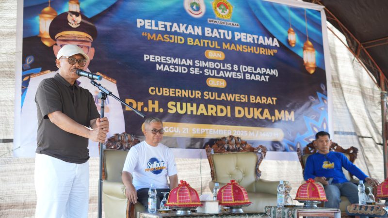 Gubernur Sulbar Letakkan Batu Pertama Masjid Baithul Mansruhin