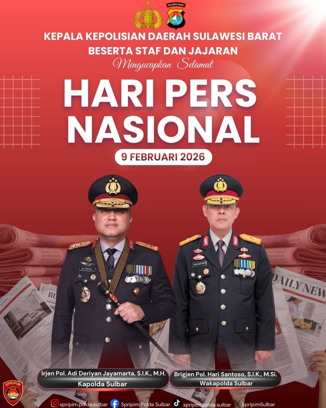 Kapolda Sulbar Ucapkan Selamat Hari Pers dan Dukung Penyajian Informasi Transparan dan Faktual