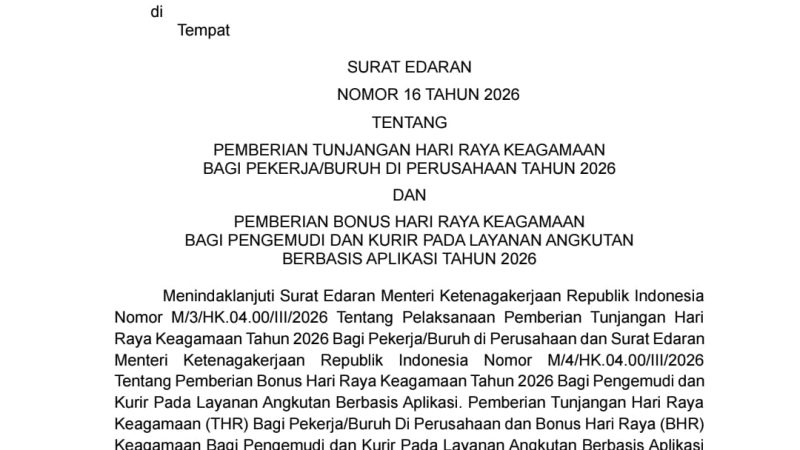 Pemprov Sulbar Terbitkan Surat Edaran Pemberian THR dan BHR bagi Pekerja dan Pengemudi Berbasis Aplikasi