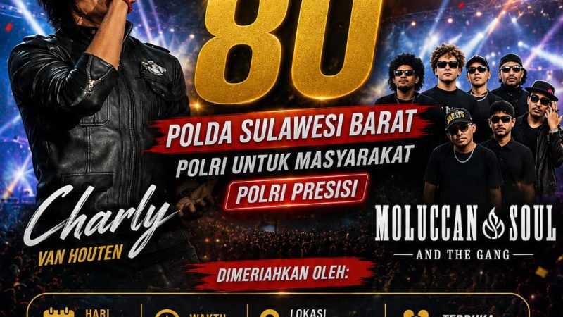 Puncak Hari Bhayangkara ke-80, Polda Sulbar Gelar Konser Gratis Bersama Charly Van Houten