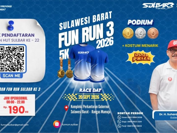 HUT Sulbar ke-22 Makin Meriah, Fun Run 3 Siapkan Hadiah dan Doorprize