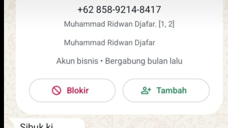 Beredar Akun WhatsApp Mengatasnamakan Kadiskominfo Sulbar, Muhammad Ridwan: Itu Penipu