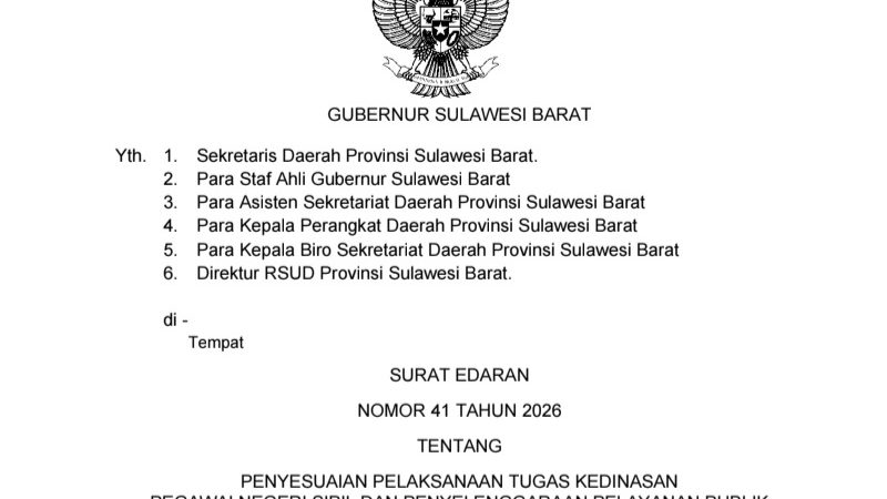 ASN Sulbar WFH Setiap Jumat, Ini Pejabat dan Layanan yang Tetap WFO