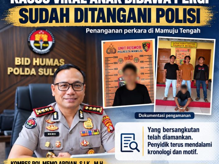 Polisi Tahan Tersangka Kasus Anak Dibawa Pergi di Mateng