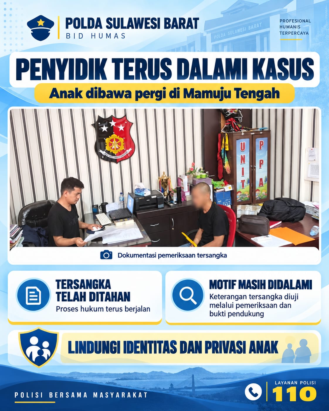 Kabid Humas Polda Sulbar: Kasus Anak Dibawa Pergi di Mamuju Tengah Sudah Ditangani